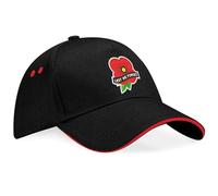 Purple Print House Embroidered Lest We Forget Poppy Cap Remembrance VE Day Unisex Baseball Hat WW2 Memorabilia Keepsake, One Size, Black/Red