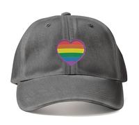 Purple Print House Embroidered LGBT Love Heart Vintage Dad Cap Gay Pride Embroidery Rainbow Men Women Unisex Gifts, One Size, Black