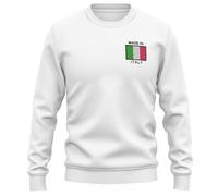 Purple Print House Embroidered Made in Italy Adult Sweatshirt - Italia Tricolour Design - Italian Pride Heritage Unisex Sweater - Mens Womens, XXL, White