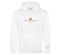 Purple Print House Embroidered Mama Bear Hoodie For Mum Personalised Gift Custom Date Add Child Name Sleeve Mothers Day, M, White