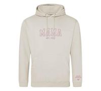 Purple Print House Embroidered Mama Hoodie Add Custom Baby Name Est Date Personalised Gift For Mothers Day Mum Women, S, Natural Stone