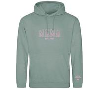Purple Print House Embroidered Mama Hoodie Add Custom Baby Name Est Date Personalised Gift For Mothers Day Mum Women, S, Dusty Green