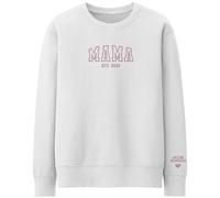 Purple Print House Embroidered Mama Sweatshirt Add Custom Baby Name Est Date Personalised Gift For Mothers Day Mum Women, M, White