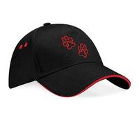 Purple Print House Embroidered Paw Prints Baseball Cap for Men Women Dog Pet Owner Winter Summer Headwear Gift, One Size, Black/Red