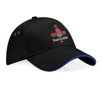 Purple Print House Embroidered Proud to be British Cap Red Rose Unisex Embroidery Baseball Hat for Men Women, One Size, Black/Royal