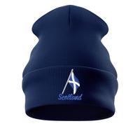 Purple Print House Embroidered Scotland Beanie Hat for Men Scottish Emblem St Andrews Rugby Country Him, One Size, Navy