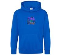 Purple Print House Embroidered Spooky Trick or Treat Kids Hoodie - Spider Web Design - Halloween Hooded Top for Son or Daughter - Boys Girls All Hallows Eve Gift, 9-11 Years, Royal