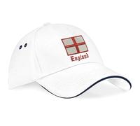 Purple Print House Embroidered St Georges Cross Cap Unisex Baseball Hat Rugby Country English Travel Patriot Football Supporter, One Size, White/Navy