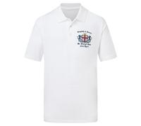 Purple Print House Embroidered St Georges Day Polo Shirt English and Proud Patron Saint of England Men Top, L, White