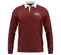 Purple Print House Embroidered St Georges Shield Rugby Shirt Badge English Pocket Design St George's Day Jersey for Men, XL, Burgundy