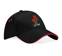 Purple Print House Embroidered VE Day Red Poppies Cap Lest We Forget Unisex Baseball Hat WW2 Memorabilia Keepsake, One Size, Black/Red
