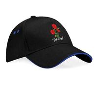 Purple Print House Embroidered VE Day Red Poppies Cap Lest We Forget Unisex Baseball Hat WW2 Memorabilia Keepsake, One Size, Black/Royal