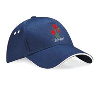 Purple Print House Embroidered VE Day Red Poppies Cap Lest We Forget Unisex Baseball Hat WW2 Memorabilia Keepsake, One Size, Navy/White