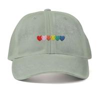 Purple Print House Embroidered Vintage Cap for Pride Rainbow Hearts Unisex LGBTQ Hat Gay Lesbian Transgender Bisexual Queer Festival Gift, One Size, Sage