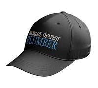 Purple Print House Embroidered Worlds Okayest Plumber Baseball Cap Men Funny Workwear Hat Gifts, One Size, Black