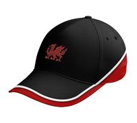 Purple Print House Embroidered Y Ddraig Goch Teamwear Cap Men Welsh Red Dragon Cymru Wales Rugby Country Him Her Hat, One Size, Black/Red