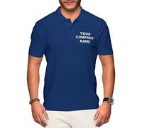 Purple Print House Embroidery Company Personalised Workwear Polo Shirt, Custom Mens Stag Do Polo Shirt, 10, 12 Thread Colours, Work Uniform Polos for Employees, XXL, Navy