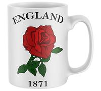 Purple Print House England 1871 Rose Mug, English Rugby Coffee Cup, English Rugby Retro Nations 2022 Rugga Gifts for Men Women Kids, One Size, White