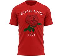 Purple Print House England 1871 Rugby T Shirt, England Birthday Gifts for English Rugby Fan, Red Rose Tournament Outfit Gift Idea, Nations Shirts for Men Women and Kids, L, Red