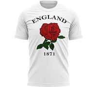 Purple Print House England 1871 Rugby T Shirt, England Birthday Gifts for English Rugby Fan, Red Rose Tournament Outfit Gift Idea, Nations Shirts for Men Women and Kids, S, White