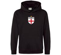 Purple Print House England Badge Kids Hoodie Boys Girls English European Football Hooded Top, 7-8 Years, Black