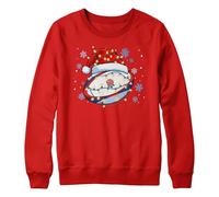 Purple Print House England Christmas Rugby Kids Sweatshirt - Festive Red Rose Design - Rugger Fan Xmas Jumper for Son or Daughter - English Supporter Boys Girls Gift, 9-11 Years, Red