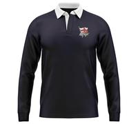 Purple Print House England Embroidered Rugby Jersey St George's Pocket Design with Red Rose for Men Classic Shirt, M, Navy