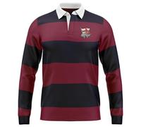 Purple Print House England Embroidered Rugby Jersey St George's Pocket Design with Red Rose for Men Classic Shirt, 3XL, Burgundy/Navy