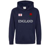 Purple Print House England Kids Hoodie Boys Girls Rugby St Georges Badge Nations Gift, 1-2 Years, Navy