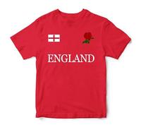 Purple Print House England Kids T Shirt Boys Girls Rugby St Georges Badge Nations Gift, 1-2 Years, Red