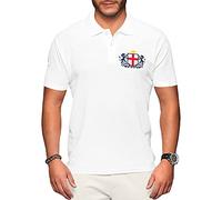 Purple Print House England Polo Shirts for Men Football Shirt 2021 Retro Cricket Rugby Supporters Cotton Embroidered Badge Crest Flag Lions, 3XL, White