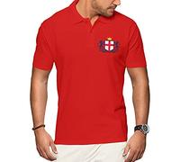 Purple Print House England Polo Shirts for Men Football Shirt 2021 Retro Cricket Rugby Supporters Cotton Embroidered Badge Crest Flag Lions, XL, Red