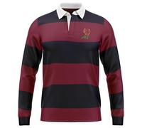 Purple Print House England Red Rose Rugby Shirt for Men Embroidered Pocket St George's Day Jersey Classic Patriot Gift, XXL, Burgundy/Navy