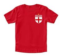 Purple Print House England Shirt Kids - Boys England Badge Retro T Shirt - Country European 2024 English Supporters Gifts for Kids, 2-3 Years, Red