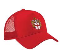 Purple Print House England Trucker Cap St Georges Cross Shield Embroidered Adjustable Hat English Patriotic UK Heritage for Men Women, One Size, Red