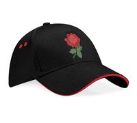 Purple Print House English Rose Embroidery Cap Rugby Fans England Supporters Hat Unisex, One Size, Black/Red