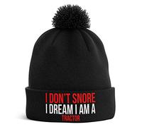 Purple Print House Farming Gifts - I Don't Snore I Dream I Am A Tractor Funny Beanie Hat - Tractor & Farmers Gift (Black Bobble)