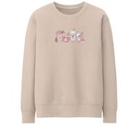 Purple Print House Festive Pink Christmas Coffee Womens Sweatshirt Winter Jumper Snowflakes Xmas Snowmen Candy Sweater, M, Natural Stone
