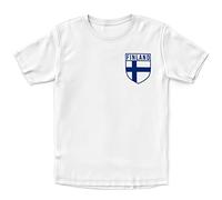 Purple Print House Finland Football Shirt Kids - Boys Finland Badge Retro T Shirt - Football Country European 2024 Supporters Gifts for Kids - 2024 Finn Tournament Footy Soccer Top, 2-3 Years, White