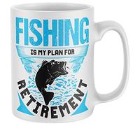 Purple Print House Fishing Is My Plan For Retirement Coffee Mug, Fishing Retirement Gifts for Men, Drinking Cup, One Size, White