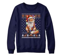 Purple Print House Fox Christmas Kids Sweatshirt School Xmas Jumper Day Boy Girl Sweater Santa