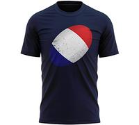 Purple Print House France Flag Rugby Ball T Shirt, France Birthday Gifts for French Rugby Fan, Tournament Outfit Gift Idea, Football Nations Shirts for Men Women and Kids, L, Navy