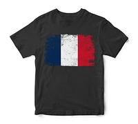 Purple Print House France Kids T Shirt French Rugby Fan Football Nation Boys and Girls Français, 12-13 Years, Black