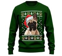 Purple Print House French Bulldog Christmas Sweatshirt Adult Xmas Jumper For Frenchie Dog Owner Gifts Autumn Winter Puppy Walks Sweater For Him and Her, M, Bottle