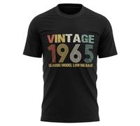 Purple Print House Funny 60th Birthday T Shirt for Men Vintage 1965 Classic Model Joke Gift for Dad Husband Grandad Brother Uncle Him, M, Black