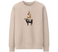 Purple Print House Funny Animal Christmas Sweatshirt For Women Festive Duck Sheep Cow Jumper Xmas Cosy Sweater, XL, Natural Stone