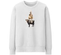 Purple Print House Funny Animal Christmas Sweatshirt For Women Festive Duck Sheep Cow Jumper Xmas Cosy Sweater, L, White