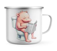 Purple Print House Funny Blobfish Enamel Mug - Blobfish Toilet Reading Newspaper Humour Gift Men Women Cup