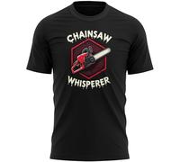 Purple Print House Funny Chainsaw Whisperer T Shirt Father's Day Birthday Gift for Men Tree Surgeon Carpenter DIYer, M, Black