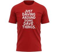 Purple Print House Funny Daving Around T Shirt Just Doing Dave Things Father's Day Birthday Gift for Men Dad Partner Him, L, Red